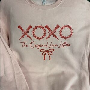 Jerzees Pink Sweatshirt with Red Graphic